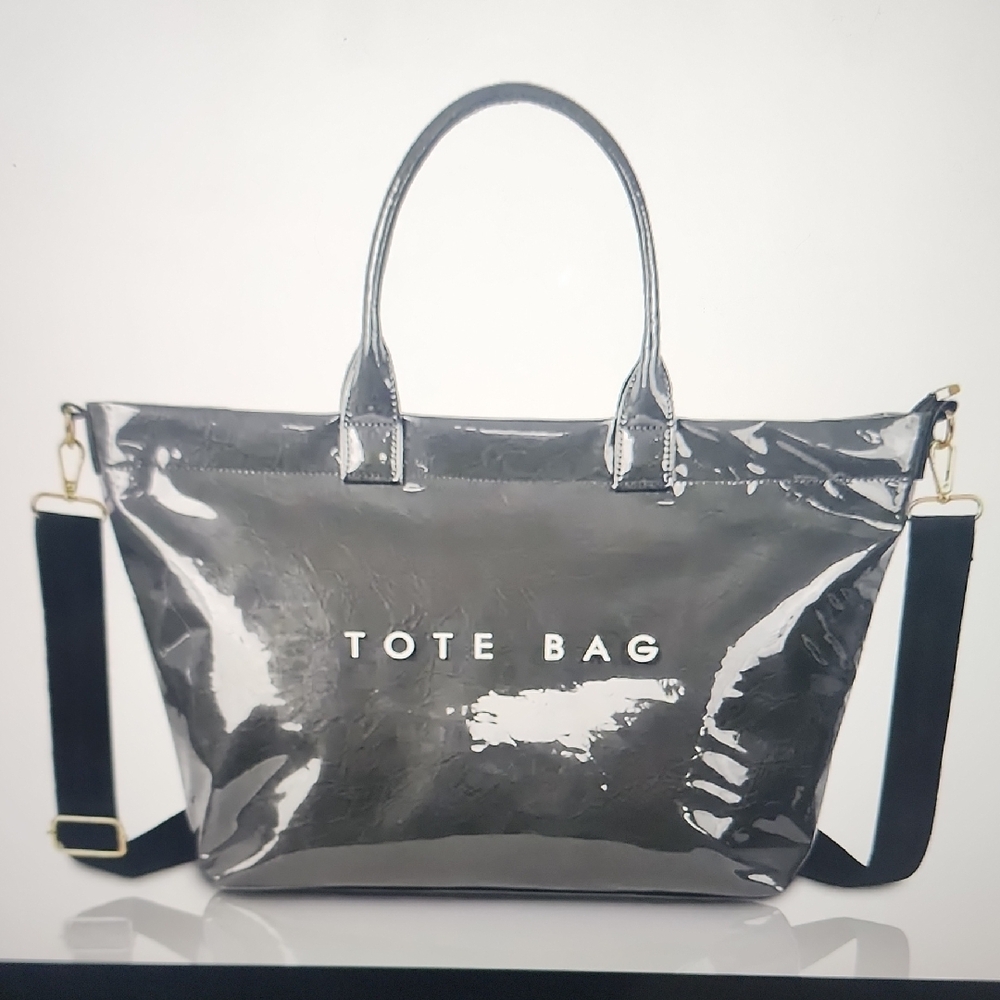 Glossy Black Tote Bag